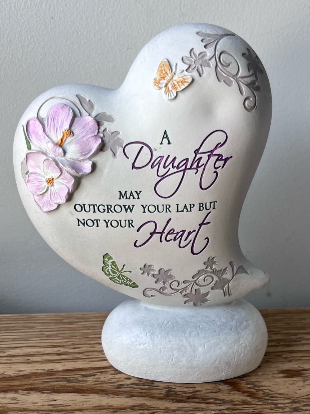 Heart-Shaped Mother Daughter Keepsake Heart White and Purple